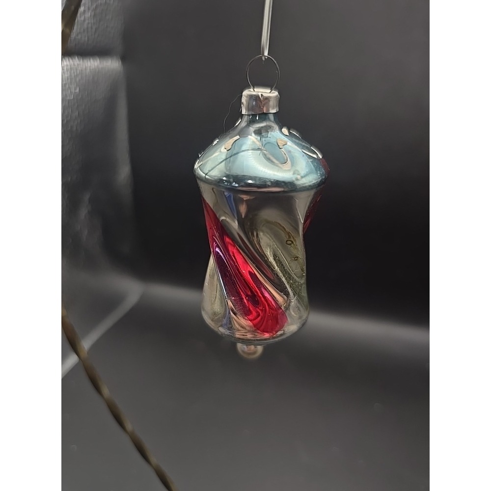 TWISTED APPLE CORE hour glass Christmas mercury‎ gls antique ornament 3" vtg 25Z